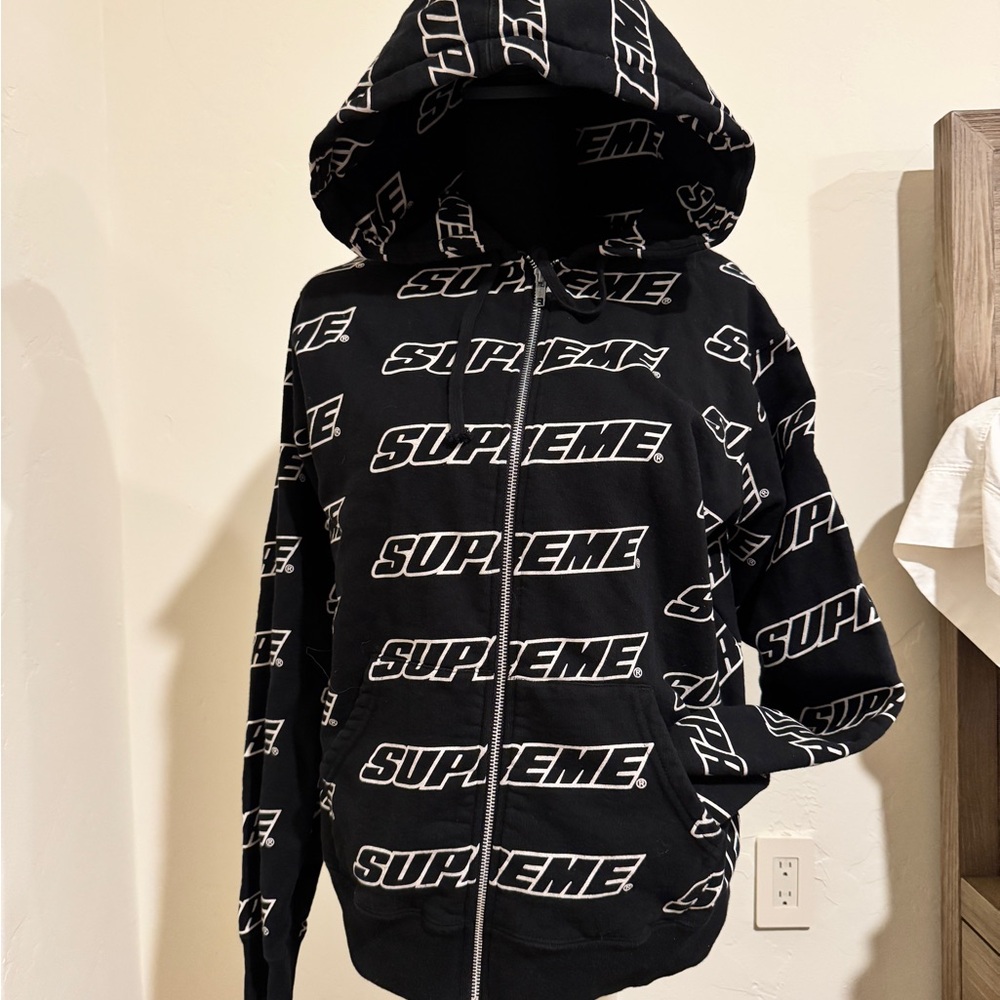 Supreme Black Hoodie with White Logo